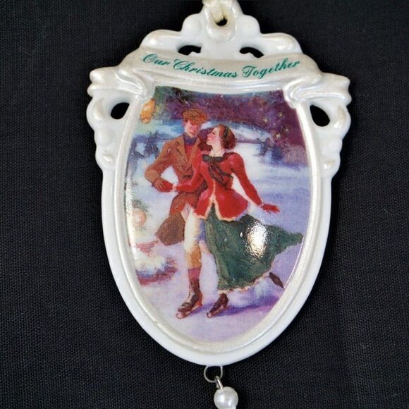 Our Christmas Together Ornament Hallmark 2000 Porcelain Skaters Couple - Picture 4 of 6